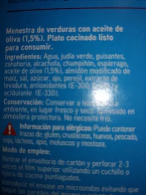 Lista de ingredientes del producto Menestra Eroski 300 g