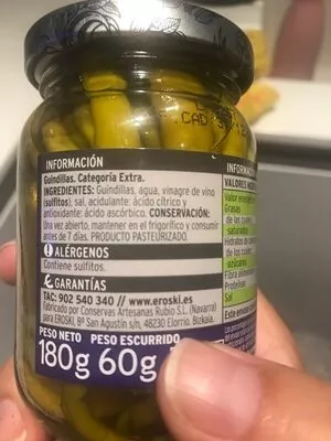 Lista de ingredientes del producto Guindillas en vinagre Eroski 