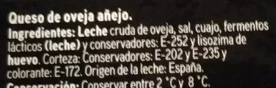 Lista de ingredientes del producto Queso de leche cruda de oveja Eroski 