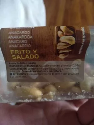 Lista de ingredientes del producto Anacardo Frito Salado Spar 200 g