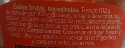 Lista de ingredientes del producto Salsa Brava Eroski 330 g