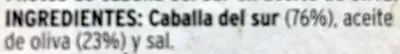 Lista de ingredientes del producto Caballa del sur en aceite de oliva Eroski 85 g