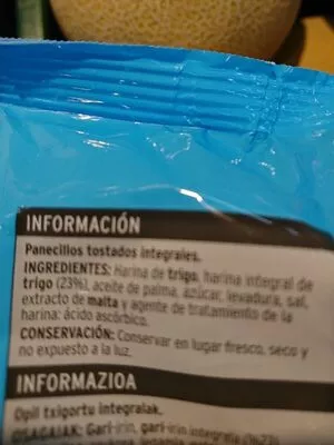 Lista de ingredientes del producto Panecillos tostados integrales Eroski 