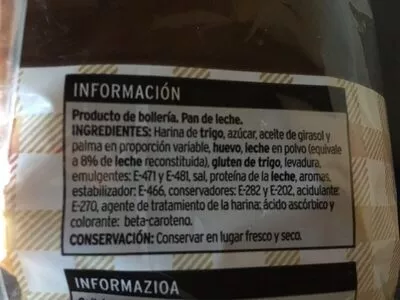 Lista de ingredientes del producto Pan de leche Eroski 