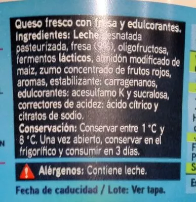 Lista de ingredientes del producto Sannia Eroski 