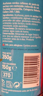 Lista de ingredientes del producto Anchoas Suaves - Reducidas en sal Eroski 150 g