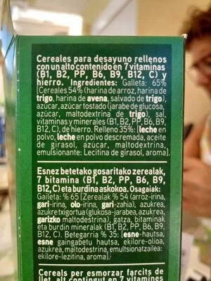 Lista de ingredientes del producto Bagies leche Eroski 