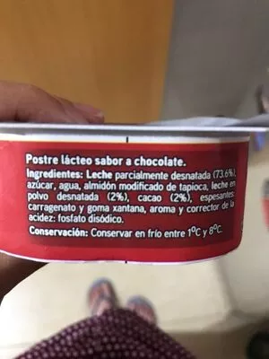 Lista de ingredientes del producto Natillas sabor chocolate Eroski 