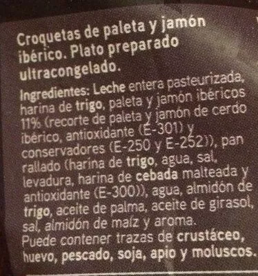 Lista de ingredientes del producto Croquetas jamón ibérico Eroski 