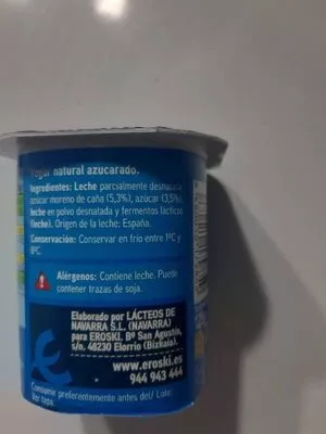 Lista de ingredientes del producto Yogur natural azucarado Eroski 