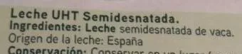 Lista de ingredientes del producto Leche semidesnatada Eroski 1 L