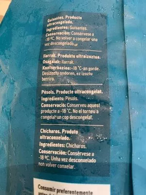 Lista de ingredientes del producto Guisantes congelados Eroski 