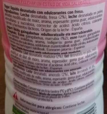 Lista de ingredientes del producto Bon yourt 0% fresa Eroski 