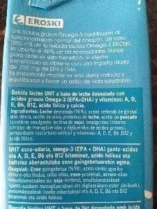 Lista de ingredientes del producto Bebida láctea - Omega 3 Eroski 