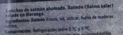 Lista de ingredientes del producto Seleqtia salmón noruego ahumado Eroski 