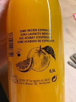 Lista de ingredientes del producto Zumo de naranja recién exprimido Eroski 