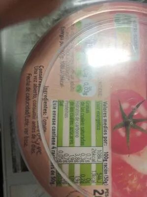 Lista de ingredientes del producto Tomate natural rallado Eroski 