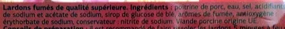 Lista de ingredientes del producto Lardons Fumés (Qualité supérieure) Dia 200 g