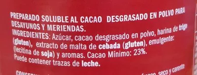 Lista de ingredientes del producto Cacao soluble eliges 