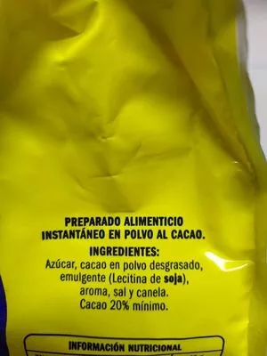 Lista de ingredientes del producto Cacao instantáneo Eliges 