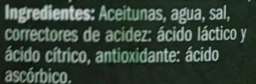 Lista de ingredientes del producto Aceituna Manzanilla con Hueso eliges 