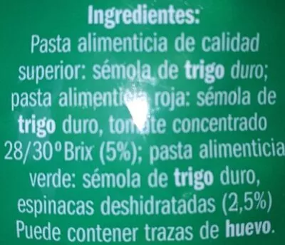 Lista de ingredientes del producto Espirales vegetales Eliges 