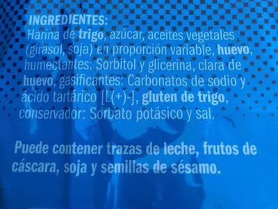 Lista de ingredientes del producto Magdalena redonda Eliges 