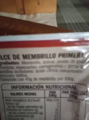 Lista de ingredientes del producto Dulce de membrillo Eliges, IFA 400 g