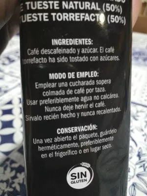 Lista de ingredientes del producto Café molido mezcla descafeinado Eliges 