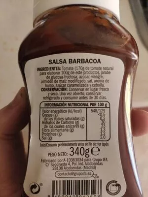 Lista de ingredientes del producto Salsa Barbacoa Eliges 