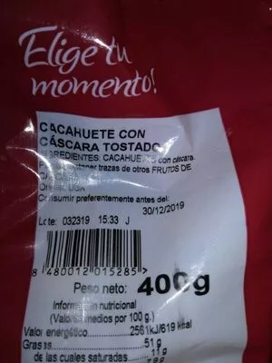 Lista de ingredientes del producto Frutos secos Eliges 400 g