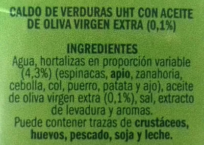 Lista de ingredientes del producto Caldo de verduras Eliges 1 l