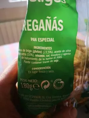 Lista de ingredientes del producto Regañas e eliges 180 g