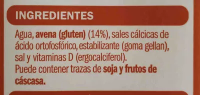 Lista de ingredientes del producto Bebida de avena Eliges 