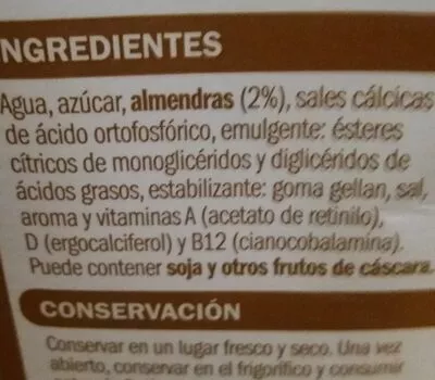 Lista de ingredientes del producto Bebida de almendras eliges 