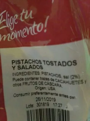 Lista de ingredientes del producto Frutos Secos eliges 500 g