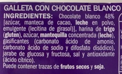 Lista de ingredientes del producto Galleta Tableta Chocolate Blanco Eliges 