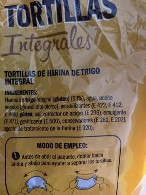 Lista de ingredientes del producto Tortillas integrales Eliges 320 g