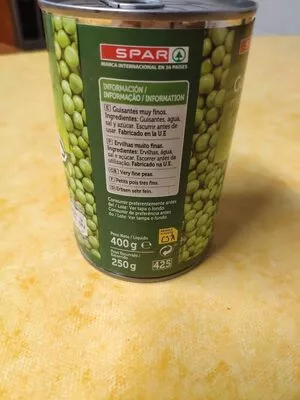 Lista de ingredientes del producto Guisantes muy finos extra Spar 