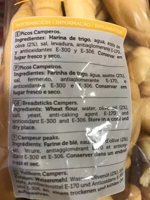 Lista de ingredientes del producto Picos camperos Spar 