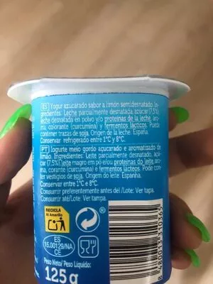 Lista de ingredientes del producto Yogur sabor limón Spar 125 g