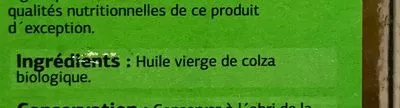 Lista de ingredientes del producto Huile vierge de colza bio  