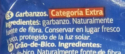 Lista de ingredientes del producto Garbanzos Dia 1 kg