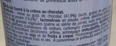 Lista de ingredientes del producto Biscuit fourré goût Chocolat Dia 500 g