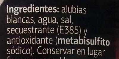 Lista de ingredientes del producto Alubias blancas cocidas en conserva Dia, Dia - Distribuidora Internacional de Alimentación S.A. 540 g (neto), 400 g (escurrido), 580 ml