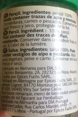 Lista de ingredientes del producto Perejil Dia 