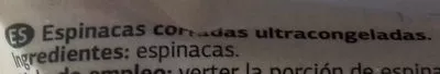 Lista de ingredientes del producto Espinacas cortadas ultracongeladas Dia, Dia - Distribuidora Internacional de Alimentación S.A. 400 g (2 x 200 g)