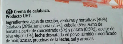 Lista de ingredientes del producto Crema de calabaza Dia 500 ml