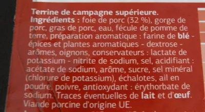 Lista de ingredientes del producto Terrine de campagne Dia 200 g