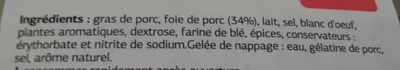 Lista de ingredientes del producto Pâté de foie de porc qualité supérieure Dia 200 g